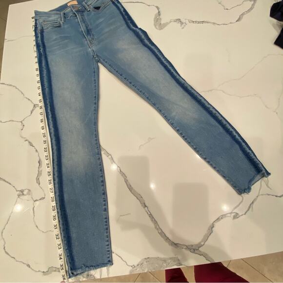 Mother Stunner Zip Ankle Step Fray in Light Kitty Racer Blue Denim Jeans size 25 - Picture 10 of 12
